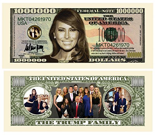 American Art Classics Melania Trump - First Lady - First Family Million Dollar Bill in Collectible Currency Holder - Best Gift for Lovers of Donald and Melania Trump