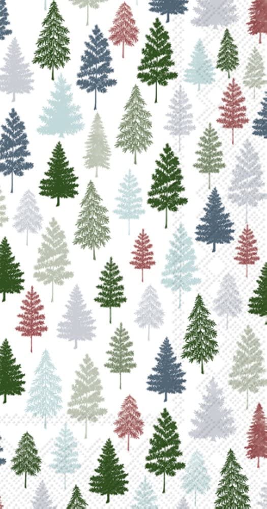 IHR Ideal Home Range Dinner Disposable 3-Ply Paper Guest Towels Buffet Napkins, 8.5" 4.5", Nordic Forest Blue Green