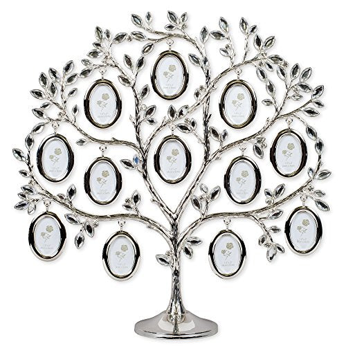 Roman Elegant Family Tree 12 x 12 Inch Metal Table Top Photo Frame Decoration