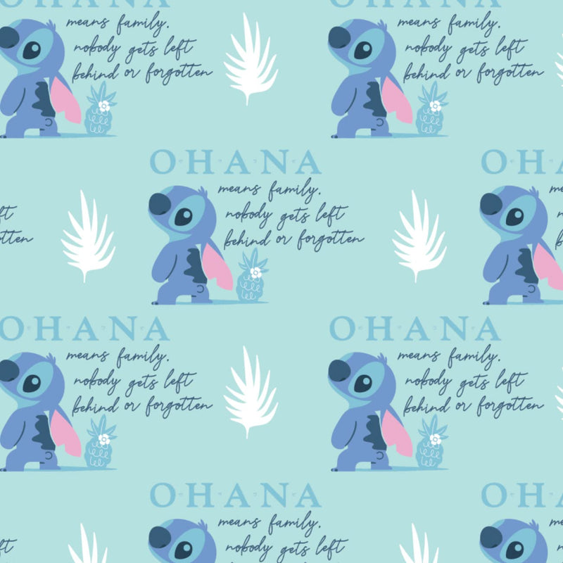 2 Yards Quilting Cotton for Sewing – Lilo & Stitch Ohana Collection-Ohana - Color 02 Aqua - 100% Cotton - Soft, Decorative Material - Pre Cut 44-45 Inches Wide by Camelot Fabrics