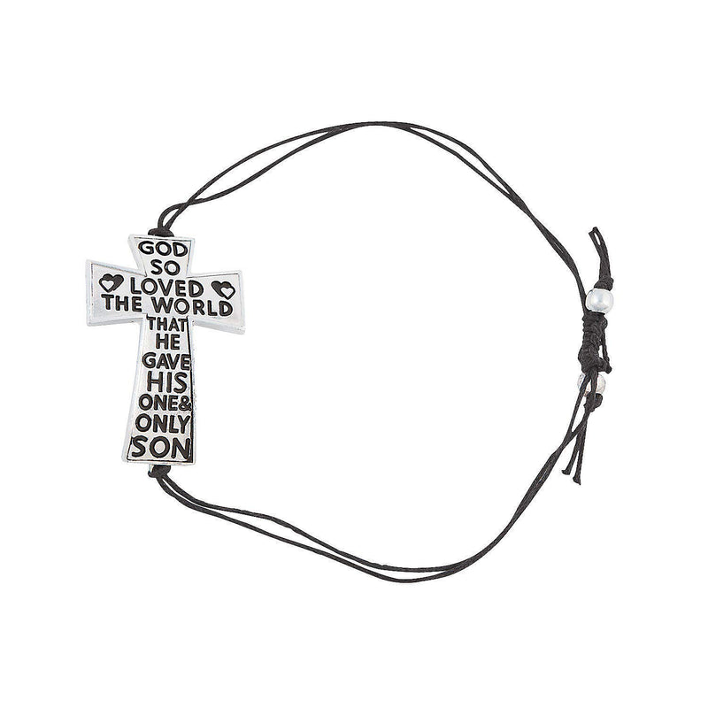Fun Express - Adjustable Word Cross Bracelets - Jewelry - Bracelets - Novelty Bracelets - 12 Pieces