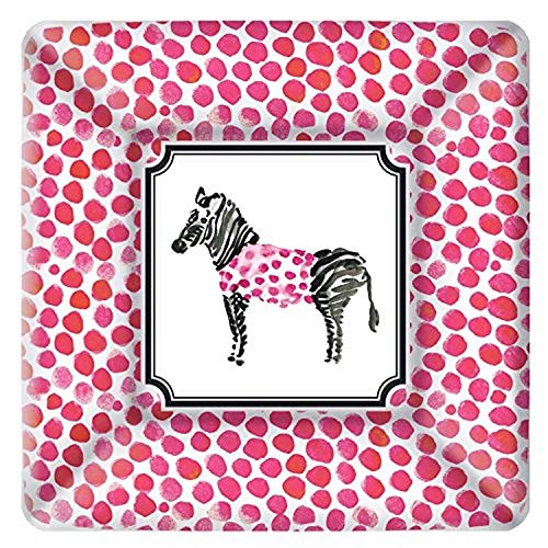 Boston International 8 Count Rosanne Beck Square Paper Dessert Plates, Zebra