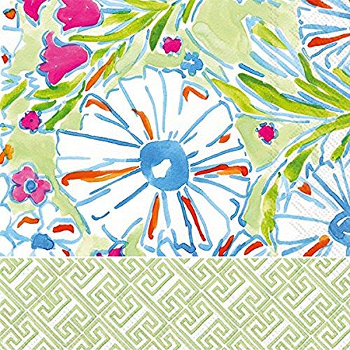 Boston International Ideal Home Range 20-Count Rosanne Beck Paper Lunch Napkins, Blue Garden