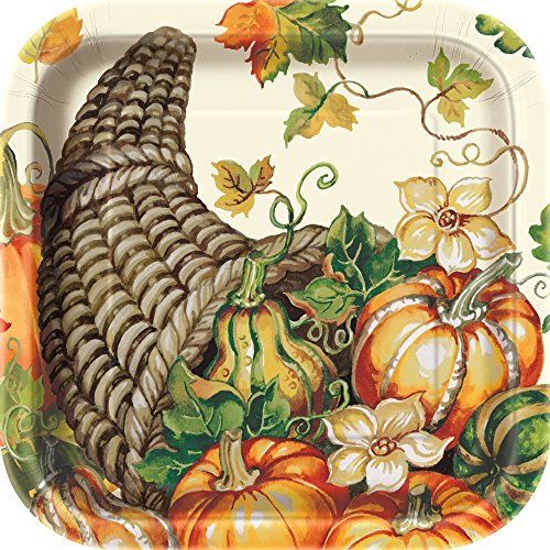Unique Industries Unique Harvest Pumpkins Square Party Plate, 8 Ct.