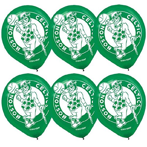 Amscan 113602 Boston Celtics Green Latex Balloons, 6ct