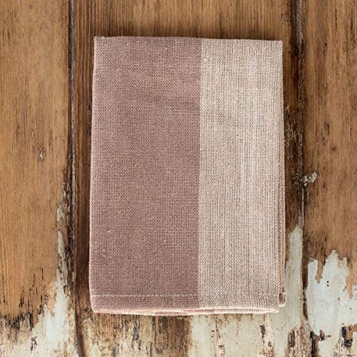 Park Hill Collection EXW90741 Striped Woven Linen Cloth Napkin, 17-inch Square (Dusty Rose)