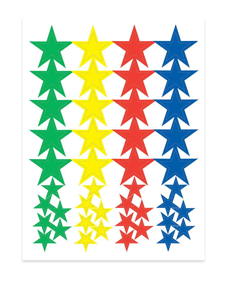 Hygloss Products Glossy Star Stickers, 1,100 Stickers, Primary Colors, 25 Sheets