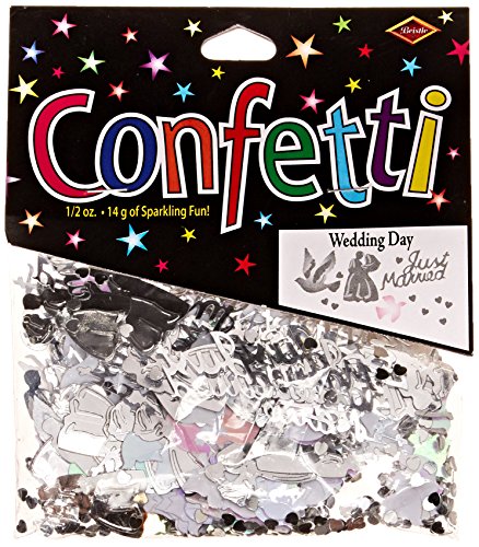 Beistle Wedding Themed Cutout Plastic Confetti, 1 Pack, Multicolored