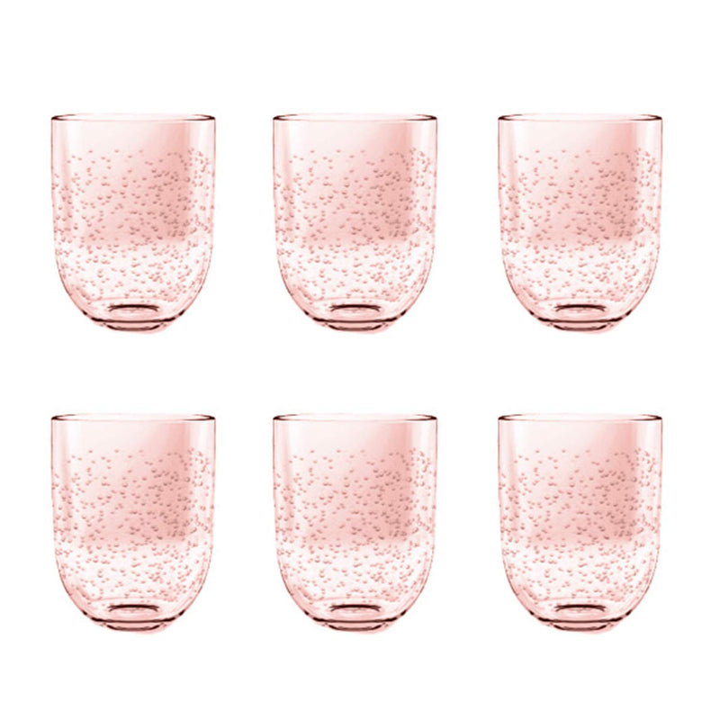TarHong Bubble Double Old Fashion Glass Blush, 15.5 oz, Premium Plastic, Set of 6