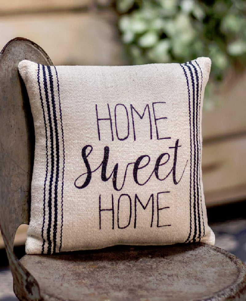 Craft House Designs Home Sweet Home Small Pillow 10"x10" Black, Ivory - Farmhouse Country, Rustic