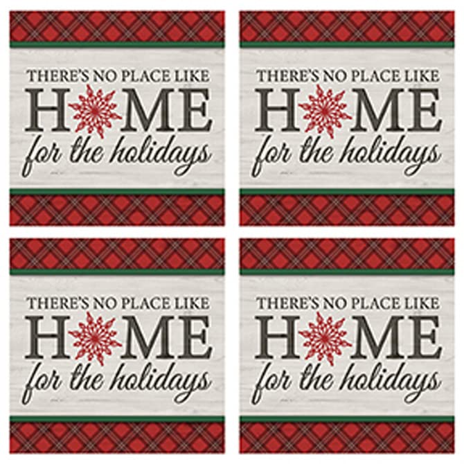 Carson Home for The Holidays House Coaster, 4-inch Square, Set of 4