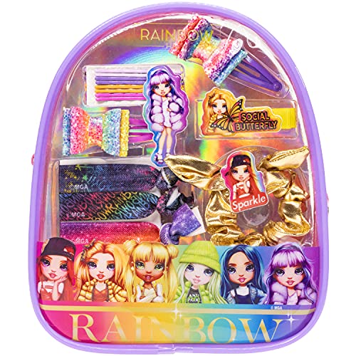 UPD Rainbow High - Townley Girl Backpack Cosmetic Makeup Gift Bag Set includes Hair Accessories and Clear PVC Back-pack for Kids Girls, Ages 3+ perfect for Parties, Sleepovers and Makeovers