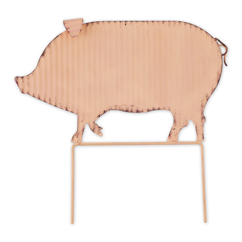 DII Decorative Iron Garden Stake Collection Lawn & Yard Decor, 14.25x13.25, Pink Pig