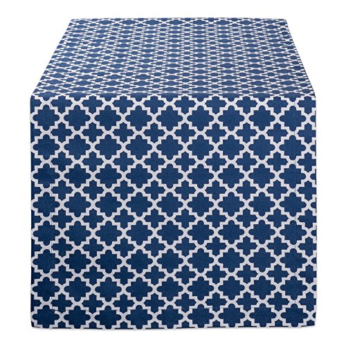 DII Design CAMZ10473 Lattice Cotton Table Runner for Dining Room, Foyer Table, Summer Parties and Everyday Use - 14x72", Nautical Blue and White