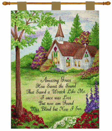 Manual Inspirational Collection 26 X 36-Inch Wall Hanging and Finial Rod, Amazing Grace Church