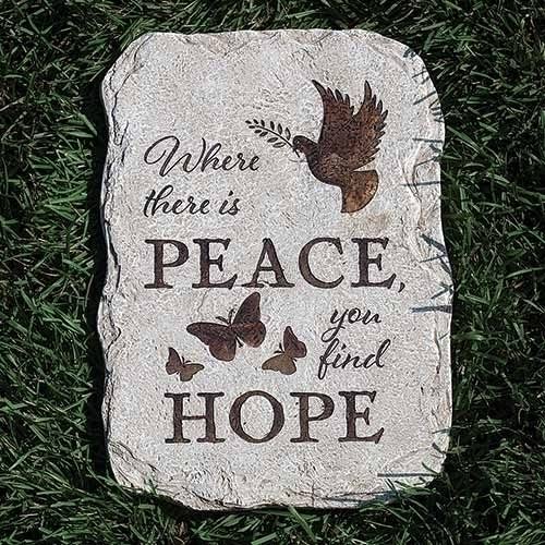 Roman Peace to Hope Stepping Stone, 12.5-inch Height, Garden Decoration