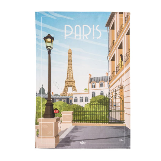 Coucke French Cotton Digitally Printed Tea Towel, WIM’, Paris, 20-Inches by 30-Inches, Multi-Colored, 100% Cotton