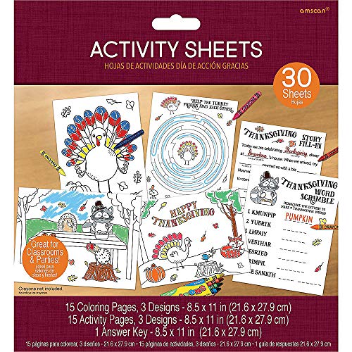Amscan Thanksgiving Activity Sheets | 8 1/2" x 11" | 1 Set