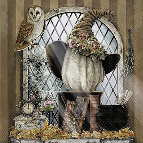 Boston International IHR Fall Autumn Halloween Thanksgiving 3-Ply Paper Napkins, 20-Count Lunch Size, The Witching Hour