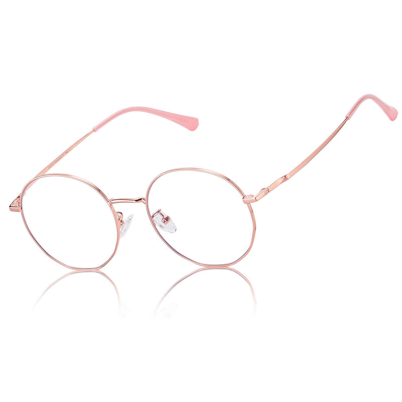 DUCO Small Round Blue Light Glasses For Women Blue Ray Blocking Glasses Computer Screen Glasses Non Prescription Eyeglasses Pink 8215