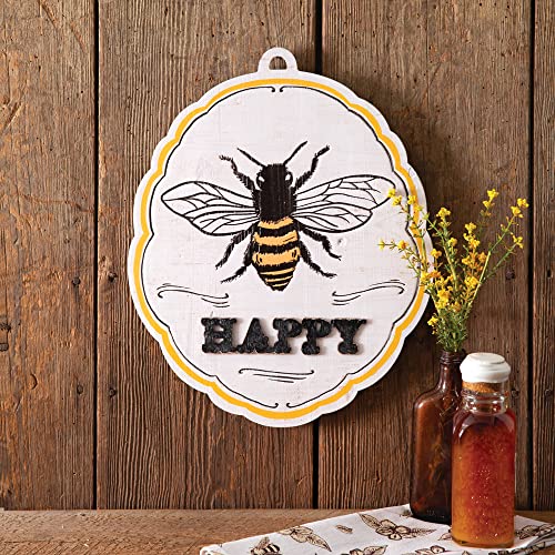 CTW Colonial Tin Works 440214 Bee Happy Wall Plaque, 15.75-inch Height