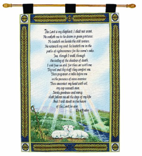 Manual Inspirational Collection 26 X 36-Inch Wall Hanging and Finial Rod, 23rd Psalm