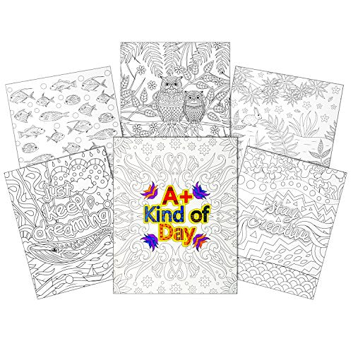 C-Line UColor Two Pocket Coloring Folders, Set of 6 Assorted Child Patterns (15207)