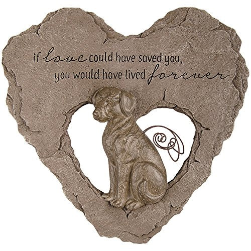 Carson Devoted Angel Dog Resin Heart Garden Memorial Stepping Stone, 10 Inch