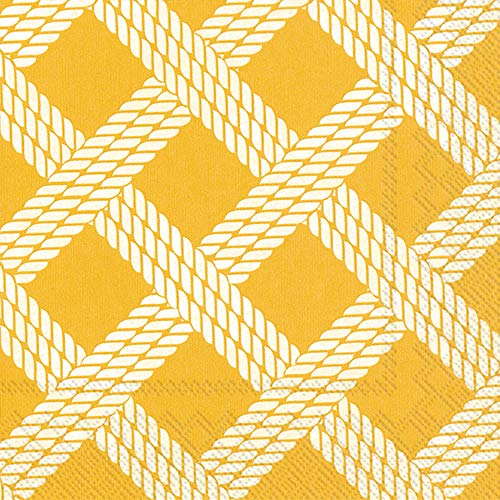 Boston International IHR 3-Ply 20-Count Lunch Paper Napkins, 6.5 x 6.5-Inches, Sailors Rope Yellow