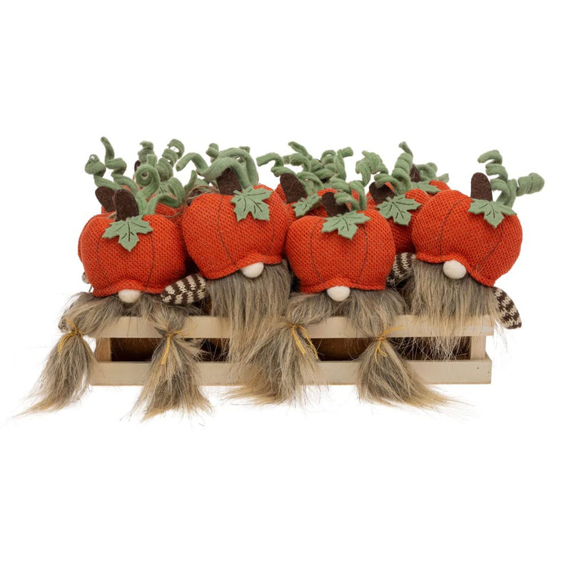 Boston International Gnome Halloween Decorations Fall & Autumn Tabletop Shelf D√©cor, Set of 12, Pumpkin Head