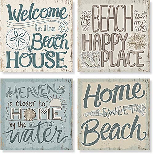 Carson Hand Lettered Beach Square House Coaster Set of 4