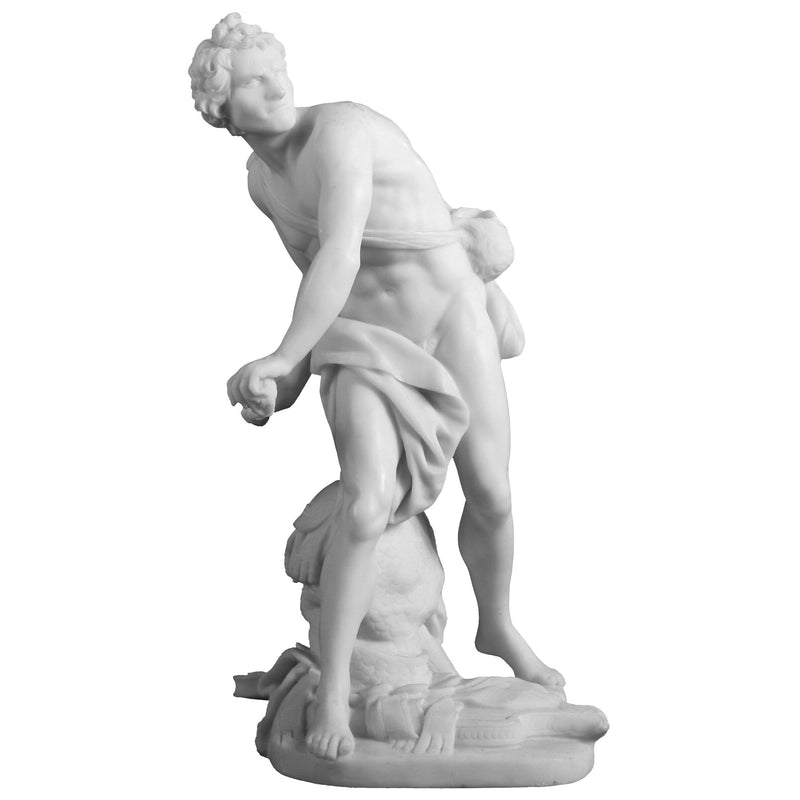 Veronese Design 11 1/4 Inch David Arming Slingshot Greek Resin Sculpture Marble White Finish