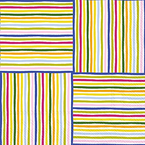 Boston International IHR 3-Ply Paper Napkins, 20-Count Lunch Size, Smart Stripes