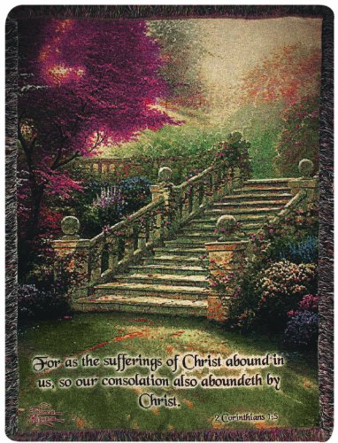 Manual Thomas Kinkade 50 x 60-Inch Tapestry Throw with Verse, Stairway to Paradise