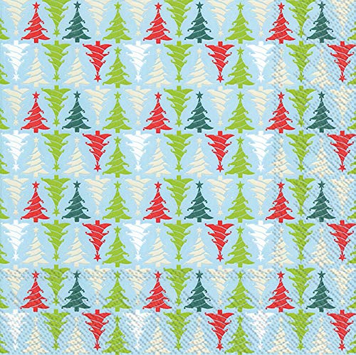 Boston International IHR 3-Ply Paper Napkins, 20-Count Lunch Size, Trees in Line Light Blue