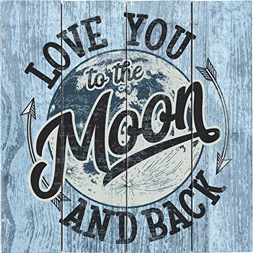 Spoontiques Moon and Back Wood Sign, Blue