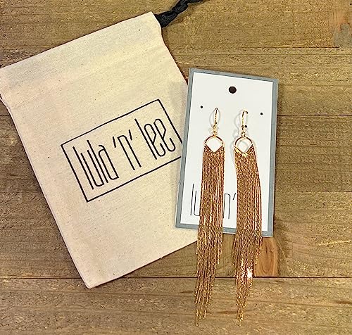 Lula N Lee Gold Plated Chain Tassel Earrings, Women Fashion Accessories