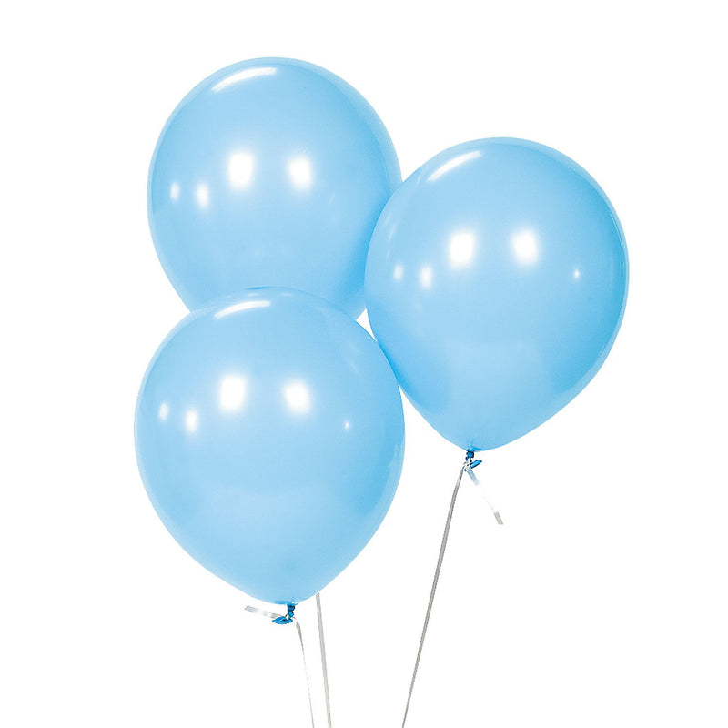 Fun Express - 9" Light Blue Latex Balloons (2dz) for Party - Party Decor - Balloons - Latex Balloons - Party - 24 Pieces