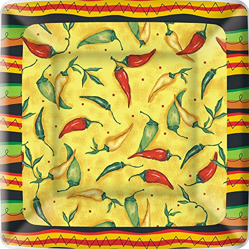 Boston International IHR Square Dinner Paper Plates, 10 x 10-Inches, Peppers