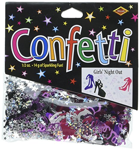 Beistle Girls Night Out Swirls Stars and Stilleto Cutout Plastic Confetti, 1 Pack, Multicolored