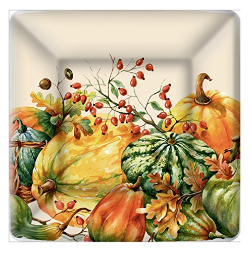 Boston International Square Paper Dinner Plates, 8-Count, 10 x 10-Inches, Calabaza