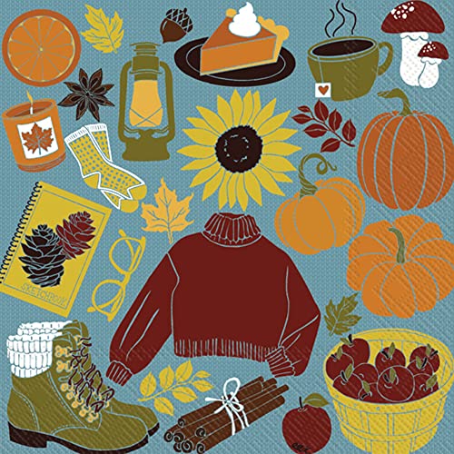 Boston International IHR Fall Autumn Halloween Thanksgiving 3-Ply Paper Napkins, 20-Count Cocktail Size, Fall Feels