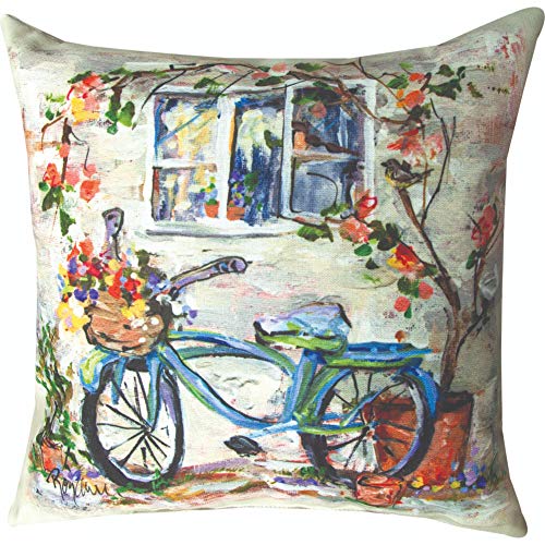 Manual Woodworkers SLSBBW 18 x 18 in. Blue Bike Under Window Outdoor Pillow