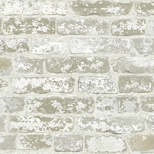 CWI York Wallcoverings White Brick Prepasted Removable Wallpaper