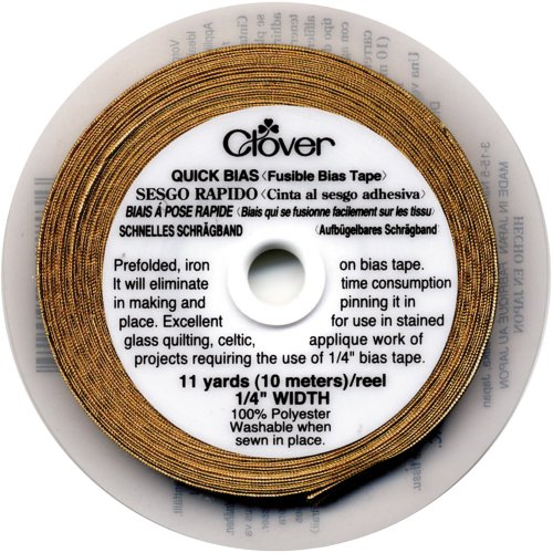 CLOVER 700-G Quick Fusible Bias Tape, 1/4-Inch Wide by 11-Yard, Gold Lame