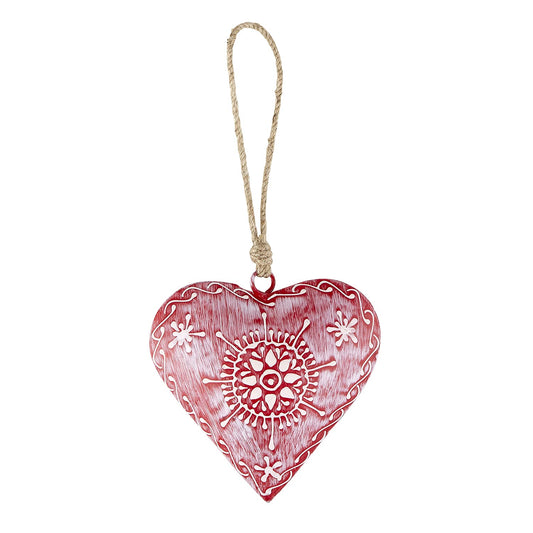 47th & Main Metal Heart Hanging Décor, 4" Long, Red