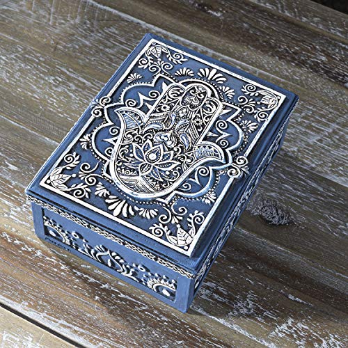 Pacific Trading Giftware Hamsa Symbol Sculptural Jewelry Trinket Keepsake Tarot Box Fengshui Lucky Talisman Home Accent Decor 5.25"L