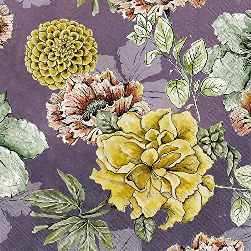 Boston International IHR 20-Count Beverage/Cocktail 3-Ply Paper Napkins, 5 x 5-Inches, Blossom Tale Lilac