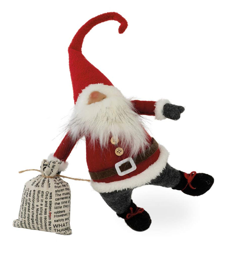 Boston International Christmas Tabletop Gnome Figurine, 12 x 7-Inches, Santa Claus Shelf Sitter