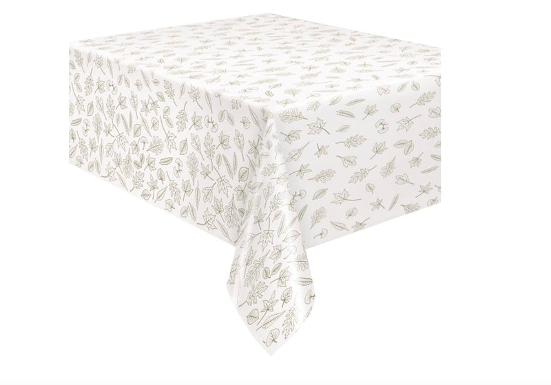 Clear Fall Leaves Plastic Tablecloth, 108" x 54"